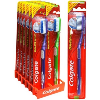 COLGATE TOOTHBRUSH DOUBLE ACTION, MEDIUM (PACK OF 12)